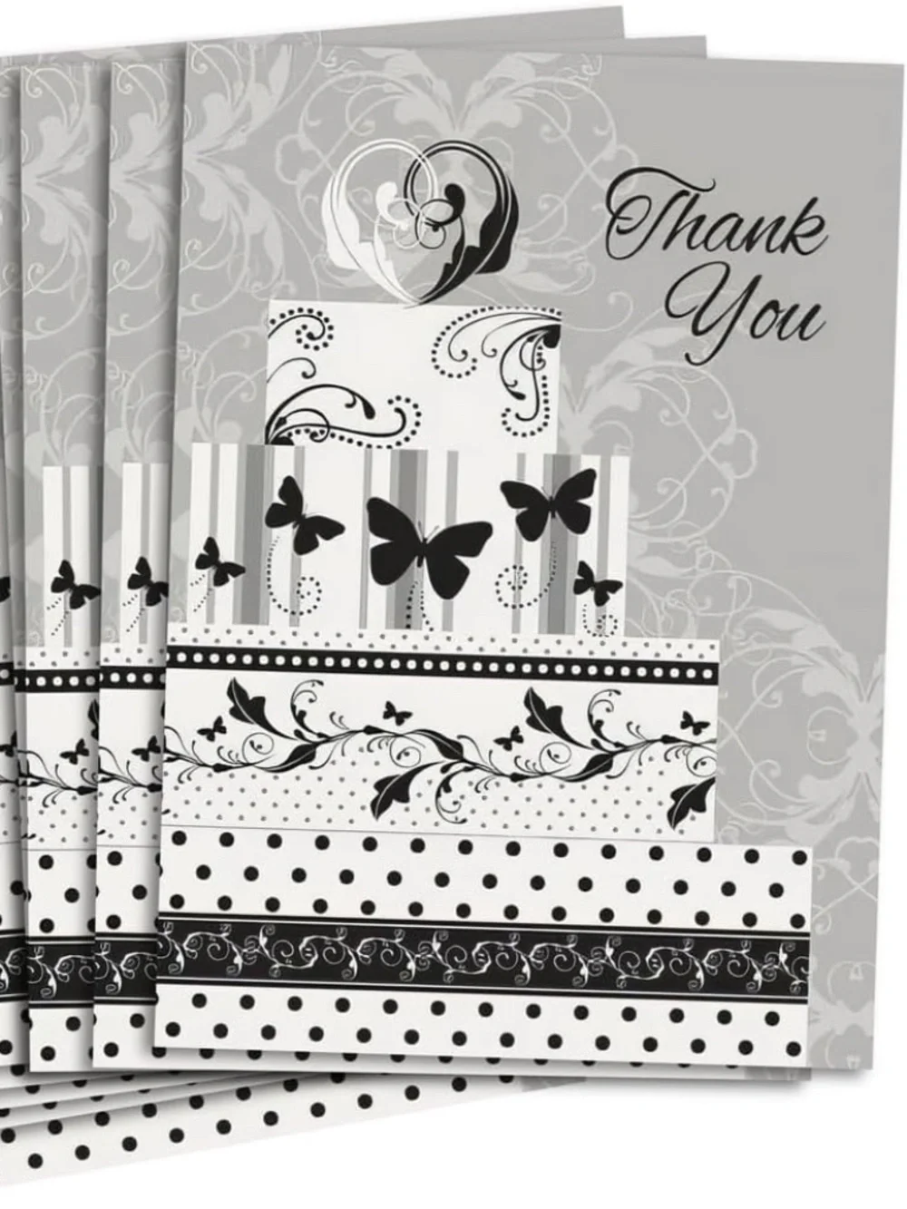 Victorian Wedding Thank You Notes, Elegant Gray Stationery Cards & Envelopes 8ct